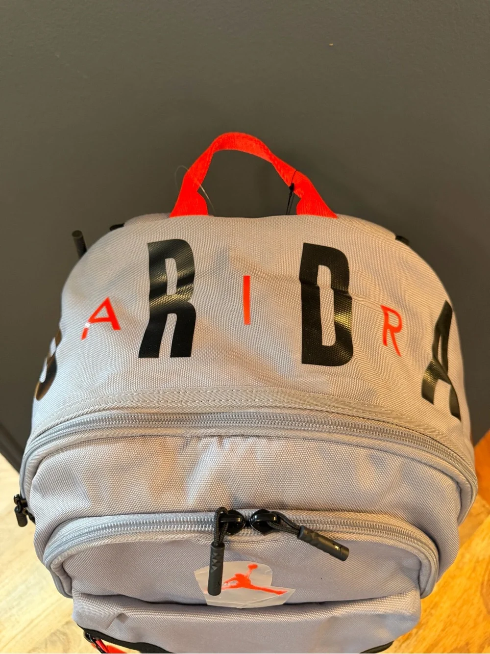 Jordan Grey and Black Backpack with Red Jumpman Accent
